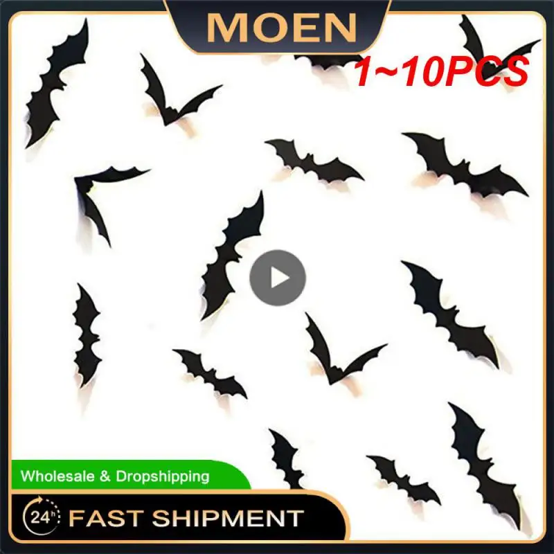 

1~10PCS Halloween 3D Black Bat Wall Stickers Halloween Party Decorative Wall Decal Halloween Horror Bats Removable Stickers