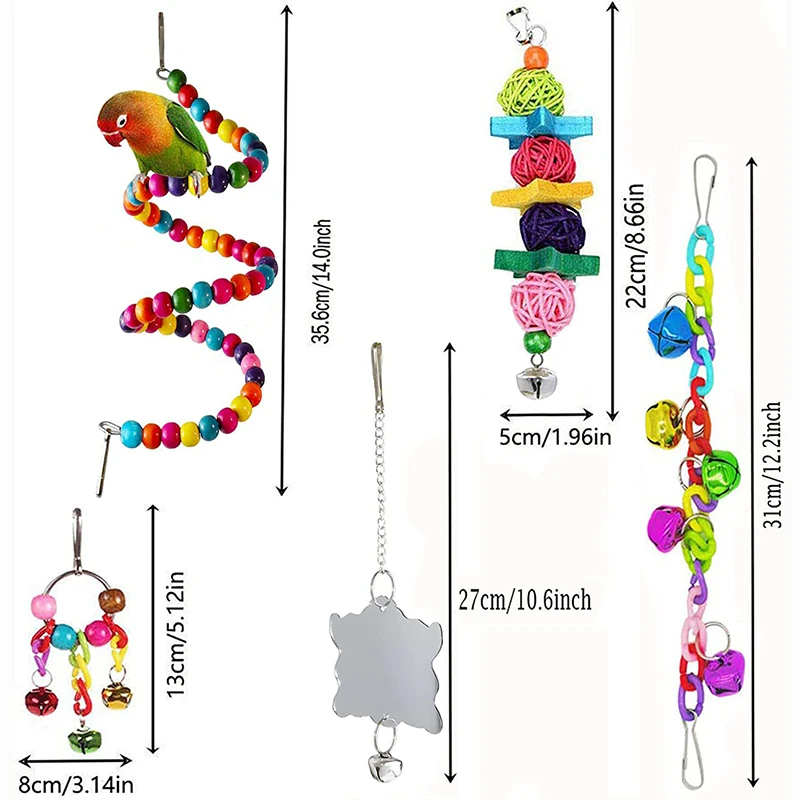 11Pcs/7pcs Bird Cage Toys for Parrots Wood Birds Swing Reliable Chewable Bite Bridge Wooden Beads Shape Parrot Toy Bird Toys 5