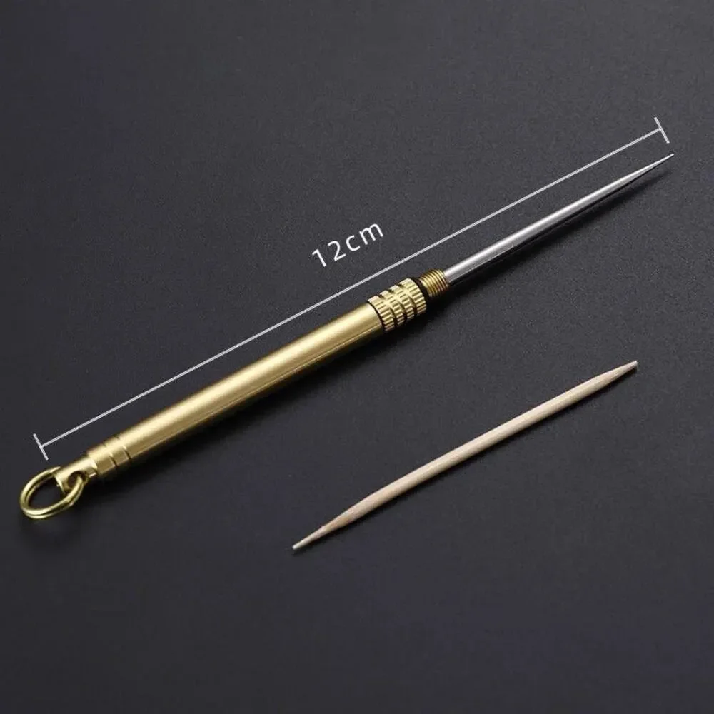 Toothpick Set Titanium & Brass Toothpick Portable Toothpick Bottle with Fruit Fork Multifunctional Camping Tool Stronger Than Dental Floss toothpick set