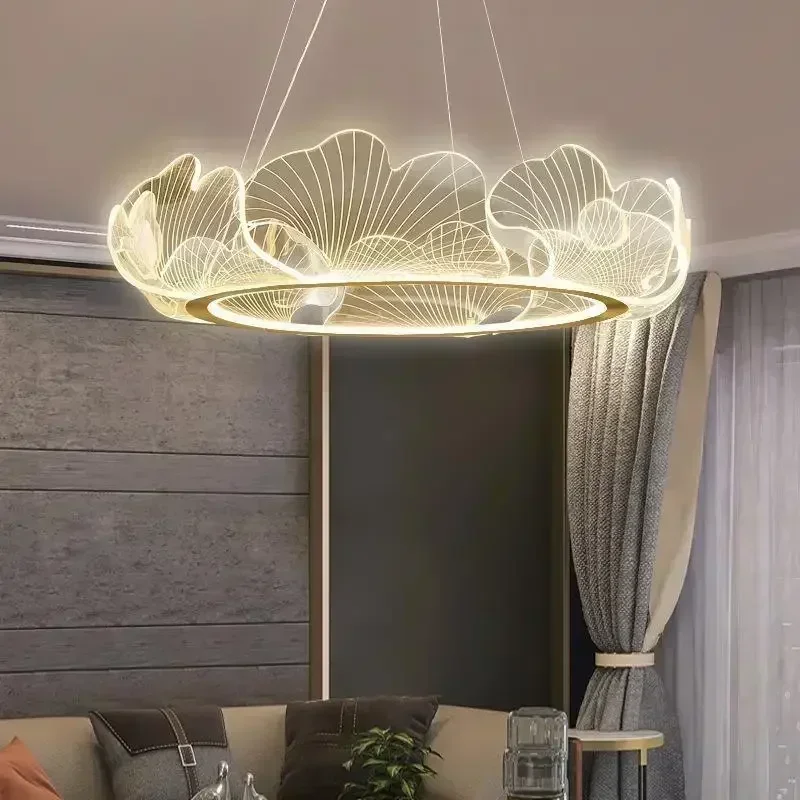 Postmodern creative luxury ginkgo leaf pendant light LED Nordic minimalist living room dining room bedroom decoration lighting