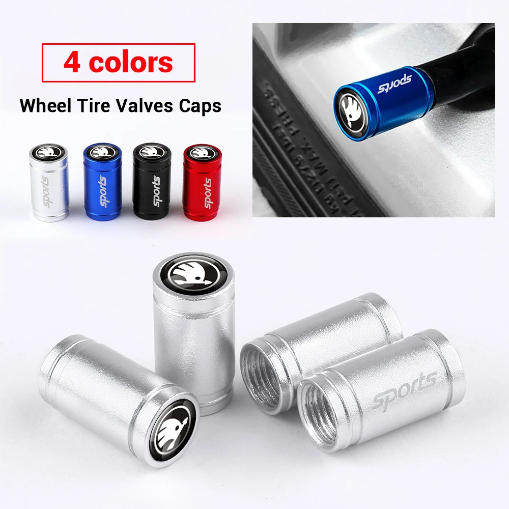 4Pcs Sport Tire Valve Core Cap Car Wheel Tire Valve Caps Cover Per Skoda Octavia A 5 A 7 2 Fabia Rapid Yeti Superb Accessories