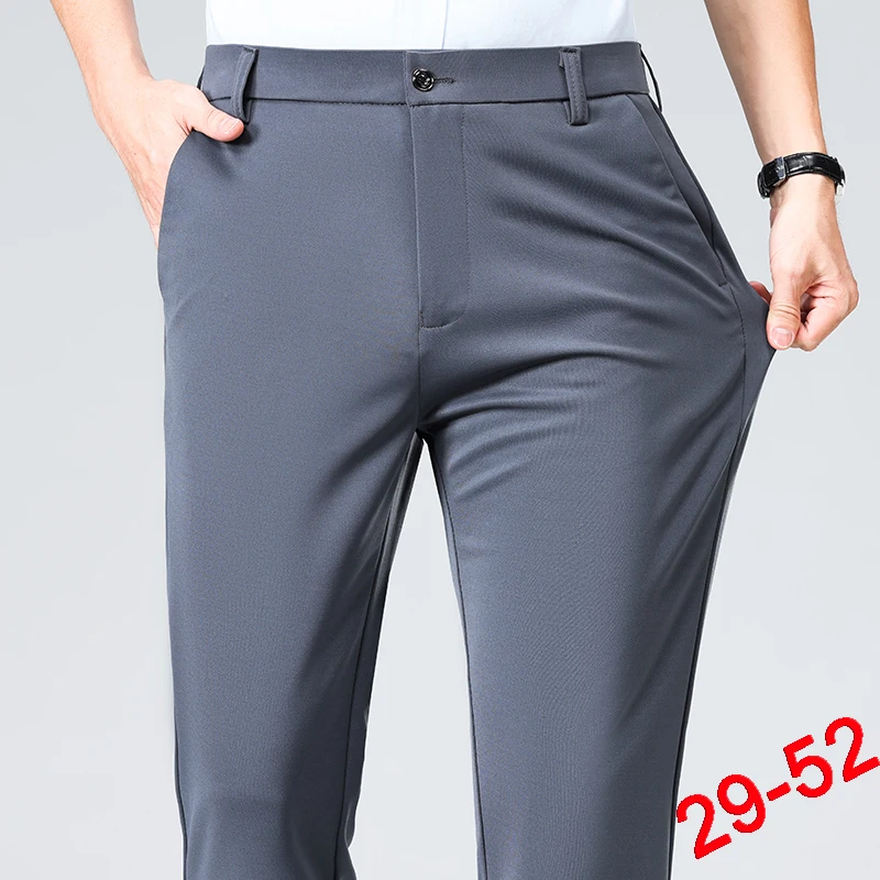 Plus Size Trousers Men Business Suit Pants Stretch Formal Dress Pants Big Man Classic Black Trousers 4
