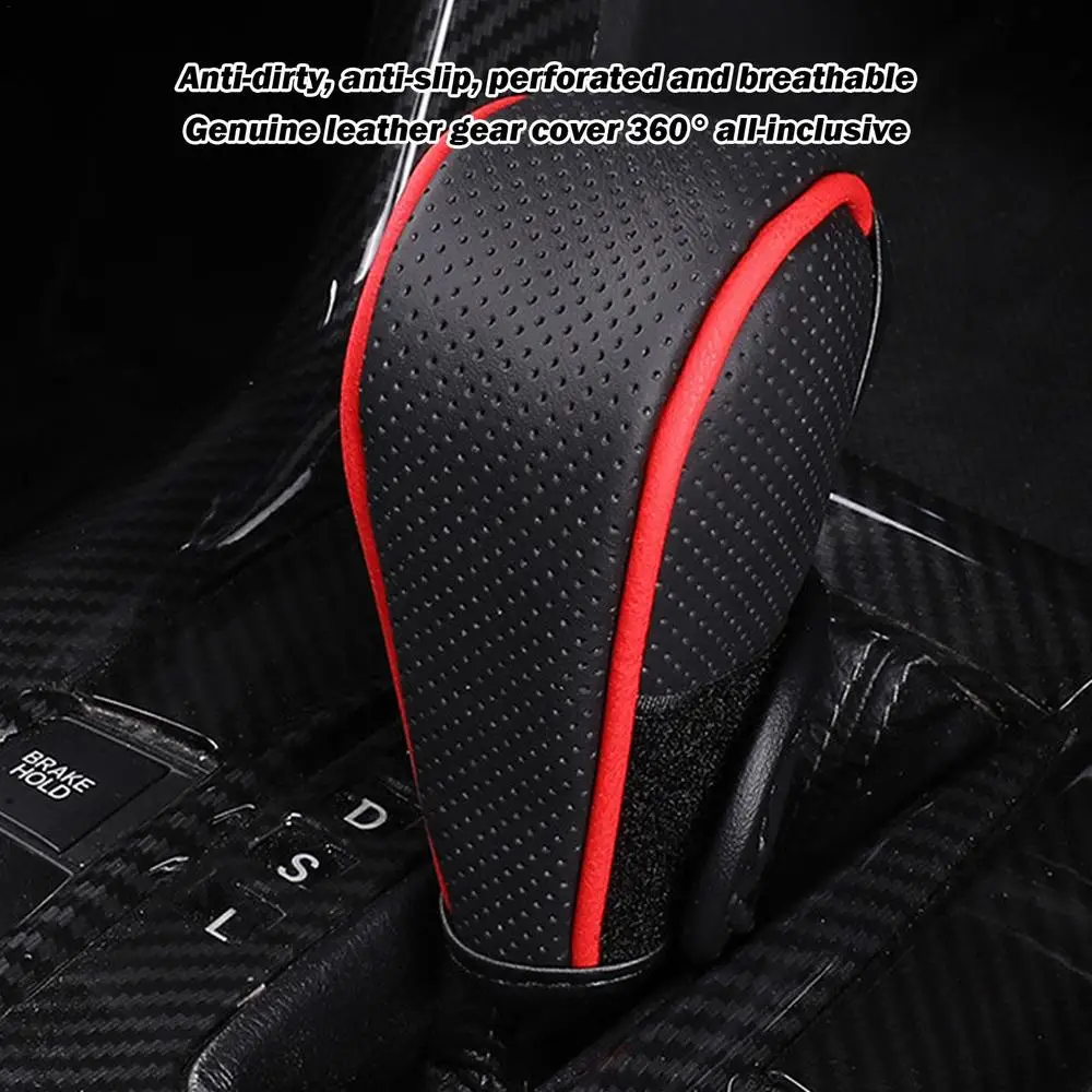 Auto Gear Shift Cover Handbrake Cover Universal PU Leather Automatic Knob Cover Car Shifter Stick Protector Decoration