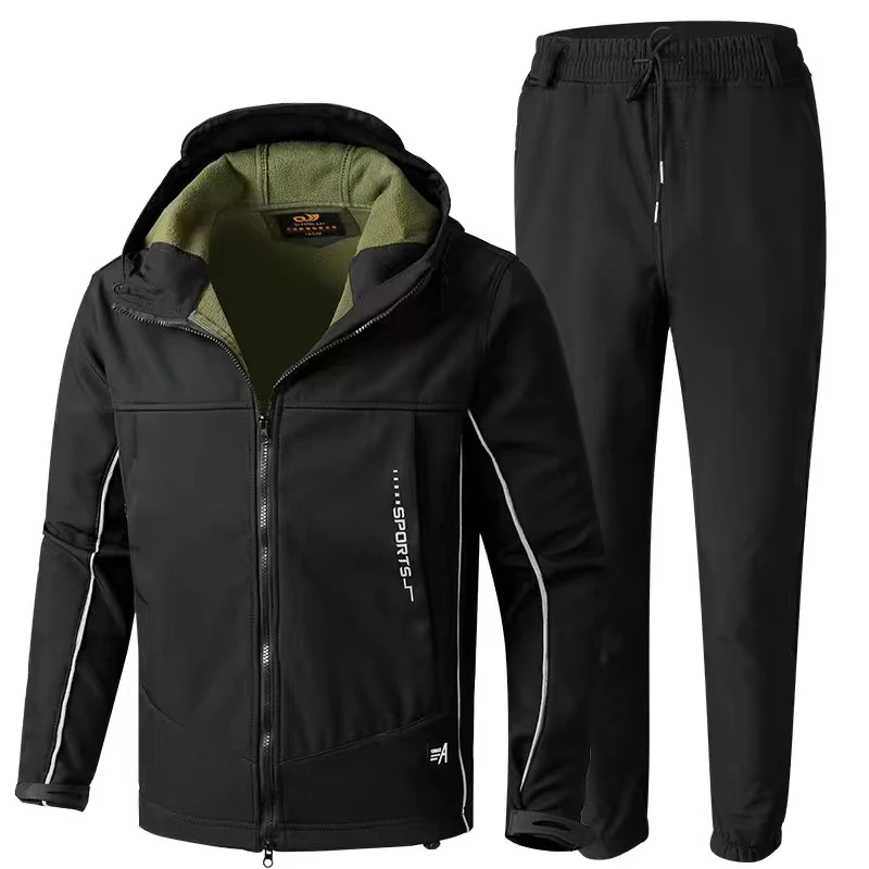 

Waterproof Softshell Tracksuit Men Fleece Pants Winter Jackets Hood Coat Fishing Hiking Camping Climbing, Trousers, Skiing Suits