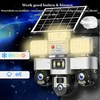 Caméras solaires 4G 2-en-1 avec panneau solaire 15W, batterie 16000mAh, éclairage public LED temporisé, surveillance IP, moniteur extérieur, maison intelligente, 3 objectifs, protection de sécurité, caméra de surveillance solaire 4G CCTV 6