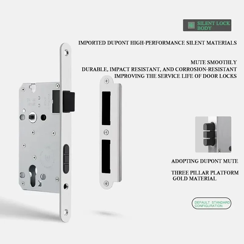 Door Lock Handle Bedroom Hotel Apartment Room Bathroom Office French Door Handle Household Silent Lock Body Single Set