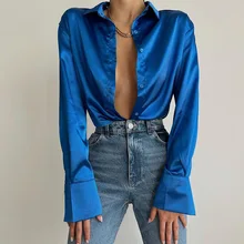 

Long Sleeved Silk and Satin Shirt Women's Spring Single Breasted Cardigan Fashion Temperament Casual Shirt Women's Wear Clothes
