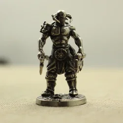 White Copper Viking Swordsman Figurine - Metal Brass Soldier Ornament Craft Decoration Accessory (E)