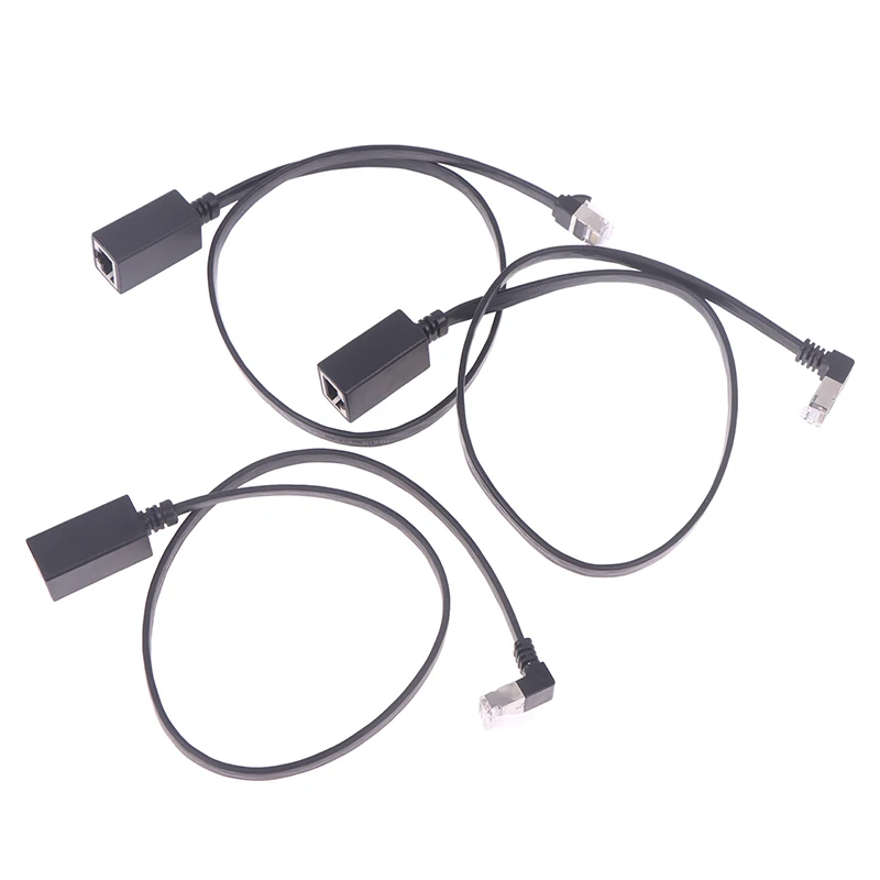 핫 90도 CAT7 네트워크 연장 케이블 플랫 울트라 10G 우/좌 각도 엘보 네트워크 와이어 RJ45 남성-여성 어댑터 코드