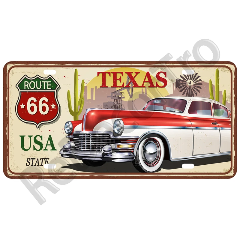 Фото Жестяная Табличка Route 66, ретро-постер для украшения стен в стиле шинного магазина, винтажный металлический знак с газом №5