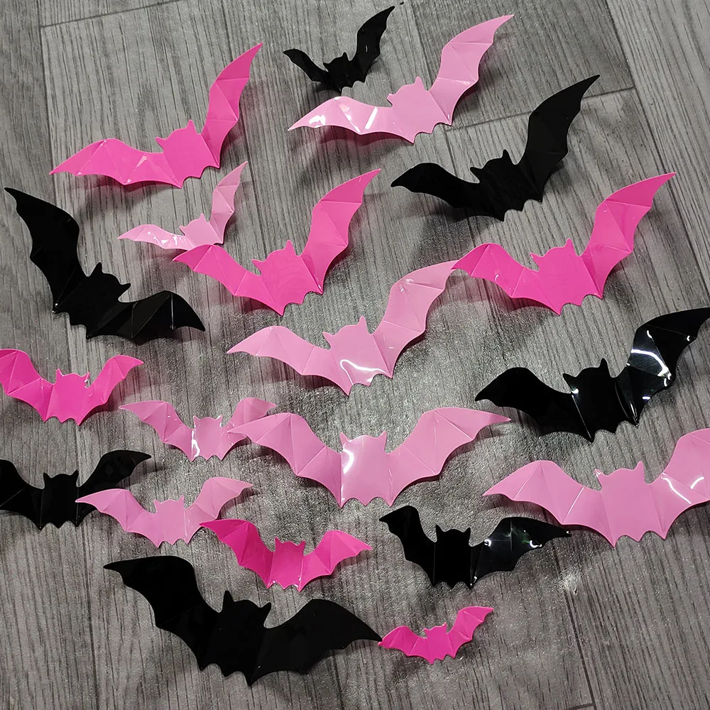 3D Stickers 3D Wall Stickers 48pcs(3packs) Black Rose Red Bat