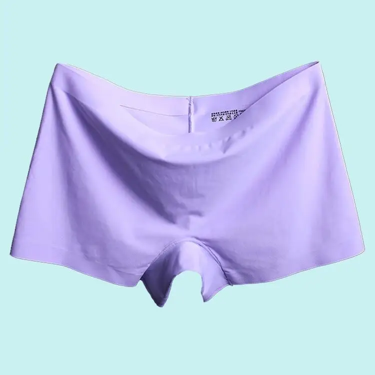Women's Ice Silk Seamless Underwear Cotton Crotch Boxer Shorts Ladies Pants Four Corners Anti-empty Summer Thin Section safety shorts,seamless panties,women shorts underwear