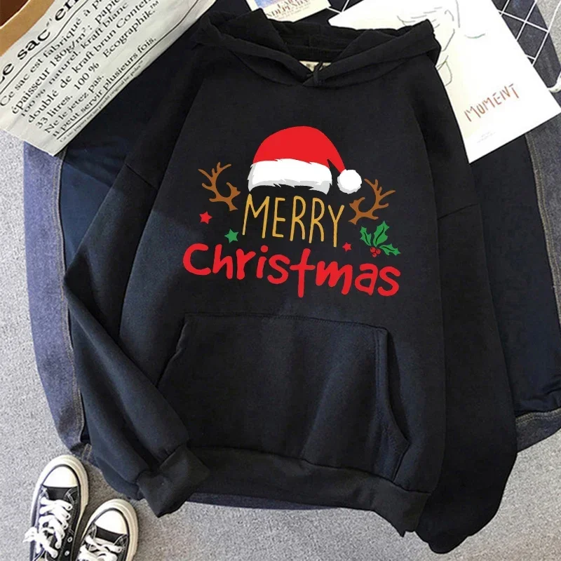 

Простые худи с надписью "Merry Christmas" в стиле унисекс, уличная одежда в стиле Харадзюку, Осенний пуловер, свитшоты, топы