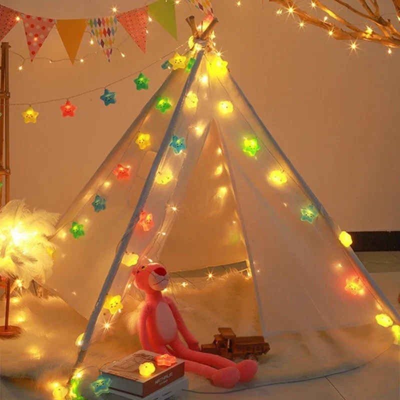 Star Garland LED String Lights - USB/Battery Powered Decorative Lamp for Indoor and Outdoor Use