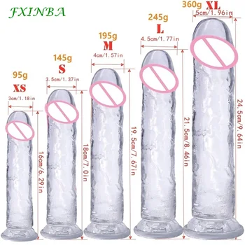 FXINBA 3 Types Jelly Dildo for Women Soft Cock Lesbian Vaginal Anal Plug Fake Penis Suction Cup Strapon Dildos Women Sex Toys 4