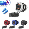 Quick Charge 3.0 Dual USB PD Car phone Charger Fast Charge Socket Aluminum with Switch Button for 12V 24V Car Boat Marine 1