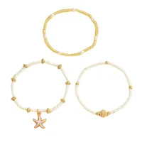 Chaîne de cheville en perles de Millet, Style bohème, coquille d'étoile de mer, ensemble de trois couches, accessoire de bijoux de pied élégant et de plage, été 3
