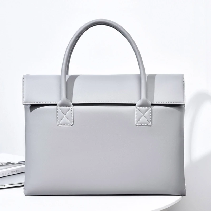PU Leather Laptop Bag with Handles and Buckle Storage Organize