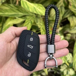 Silicone Rubber Car Remote Key Protector Cover (Black yellow b)