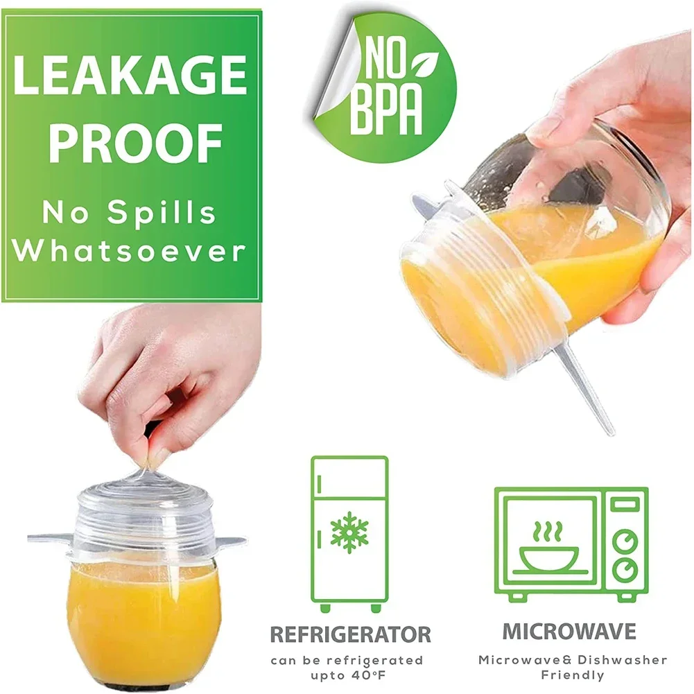 6pcs For Kitchen Accessory Adjustable Elastic Silicone Caps Cover Food Universal Kitchen Storage Organization Utensils Microwave