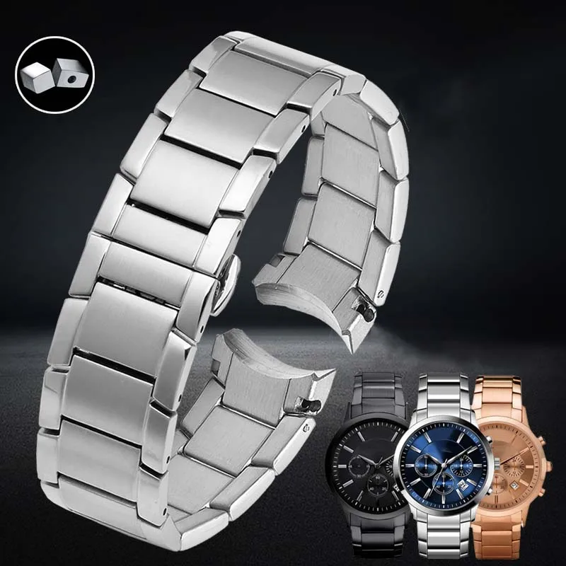 

Ремешок для часов из нержавеющей стали для Armani AR2447, 2448, 2434, 2432, 2433, оригинальный стиль 1:1, 22 мм браслет, ремешок, серебристый, бесплатная доставка