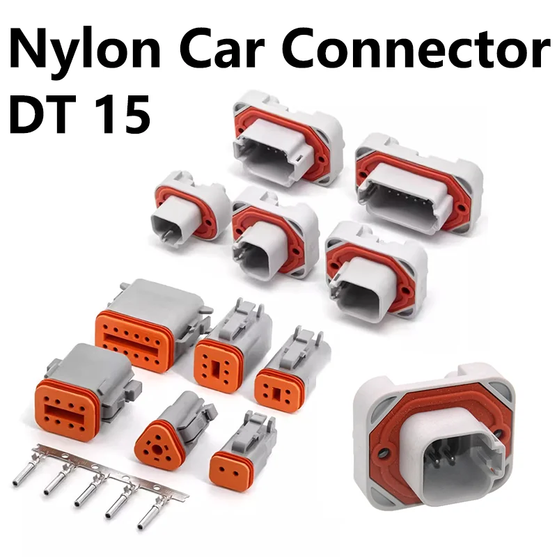 

DT15 2 3 4 6 Pin PA66 Reinforced Nylon Waterproof Car Connector PCB Panel Plug Matching Terminal Automotive connectors