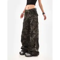 American Retro High Street Casual Overalls Camouflage Loose Wide Leg Pants For Women Y2k Hip-hop Cargo Grunge Baggy Trousers - Image 5
