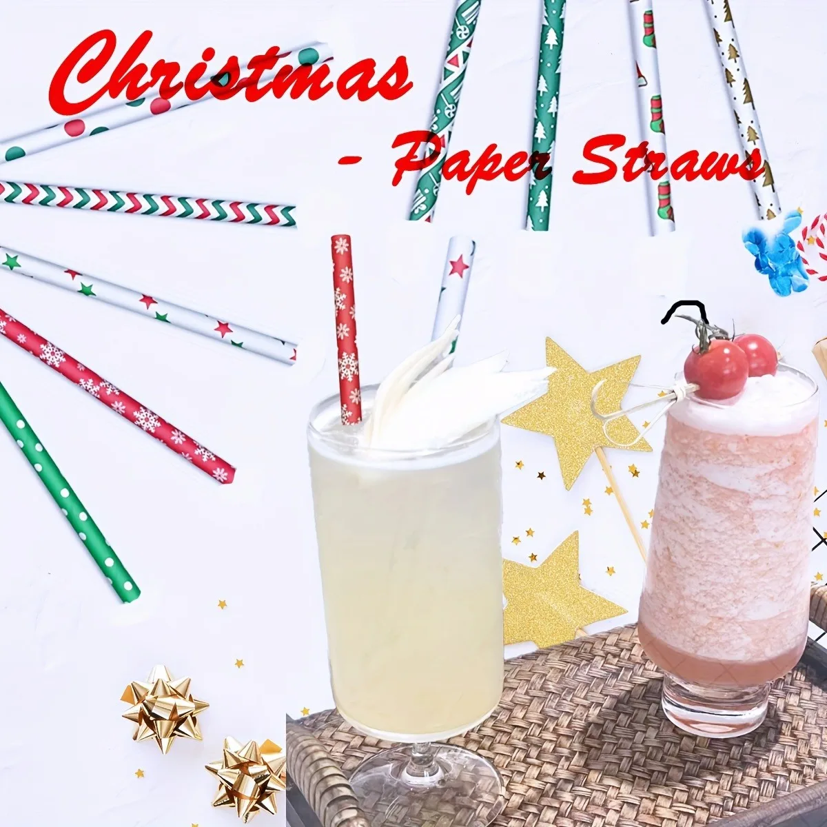disposable Christmas paper straws 5000pcs mixed color bulk high quality for diy decoration party picnic source factory