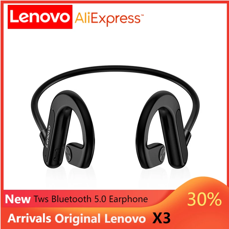 

Original Lenovo X3\HE05 Wireless Bluetooth Earphone Air Conduction Sport Headset IPX5 Waterproof with Mic headset Bass stereo