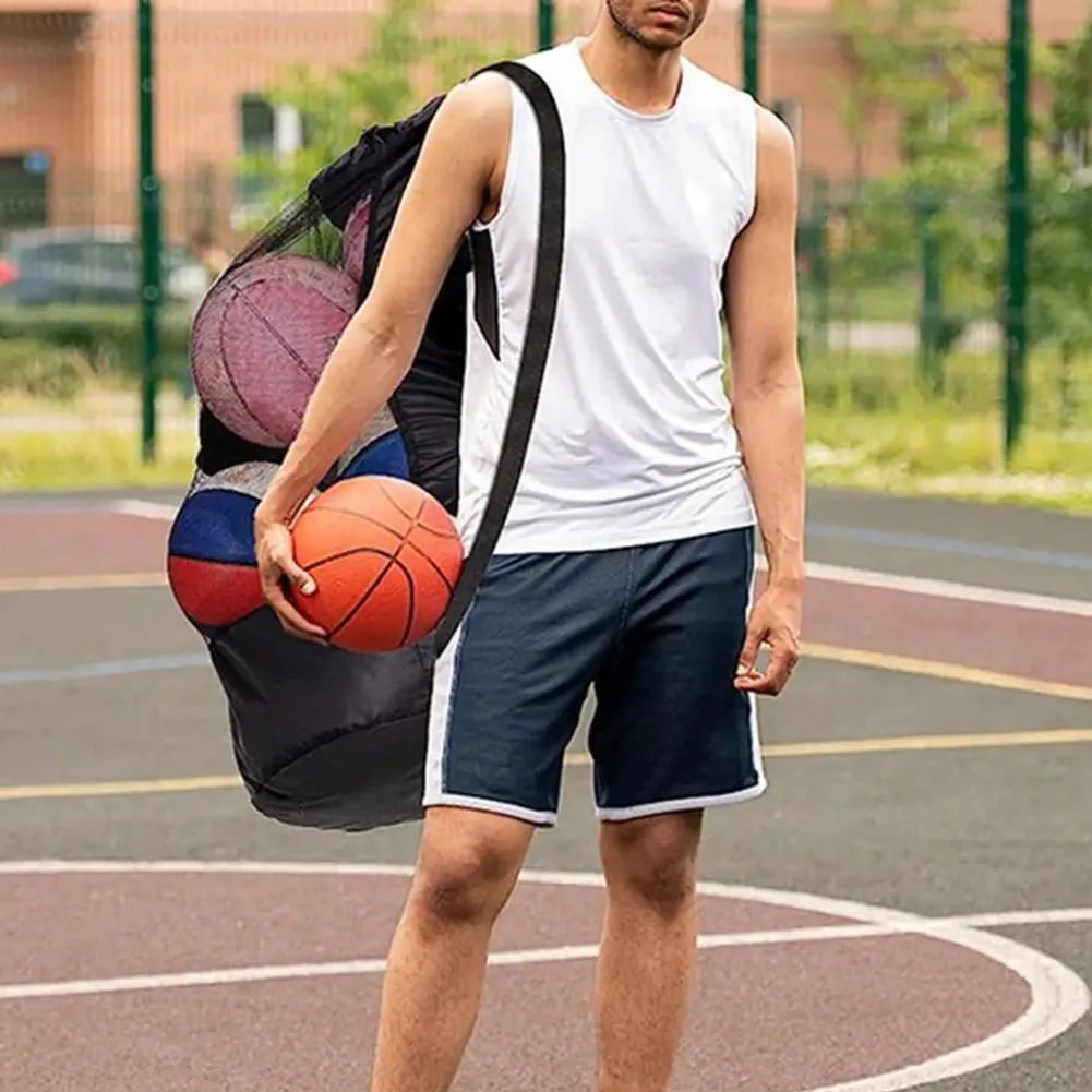 

Drawstring Sports Ball Bag Mesh Soccer Ball Bag Adjustable Strap Basketball Volleyball Football Tote Bag for Basketball Football