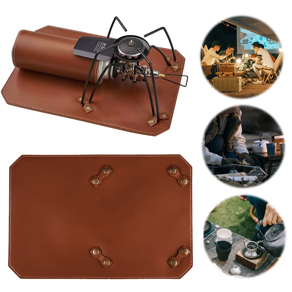 Handmade Pedestal Pad PU Camping Gas Can Protective Cover Portable Gas Stove Pad for SOTO 310/340 Spider Stove