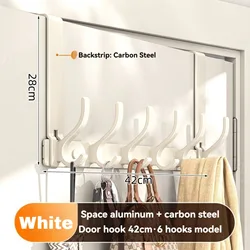 Over - the - Door Organizer Rack for Clothes, Coats, Hats, and Towels - Easy Installation (White 6 Hooks)