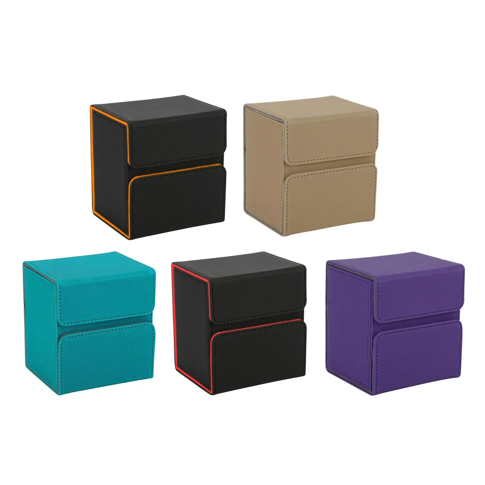 

Card Deck Box for 100+ Cards Collectible Sturdy Gaming Card Holder PU Leather