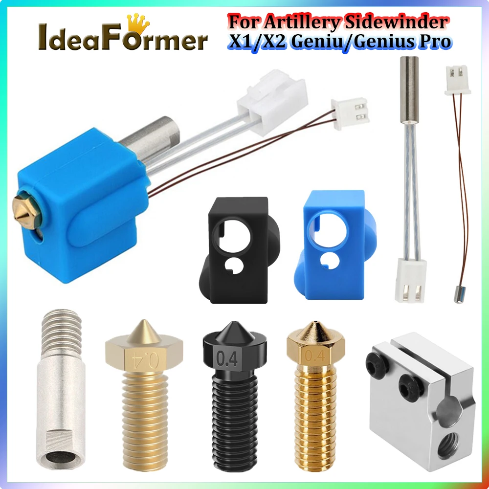 Tubo de Aquecimento de Meia de Silicone Bloco de Calor do Termistor Kit de Bico Vulcão Extrusora de Garganta x2 Genius Hotend