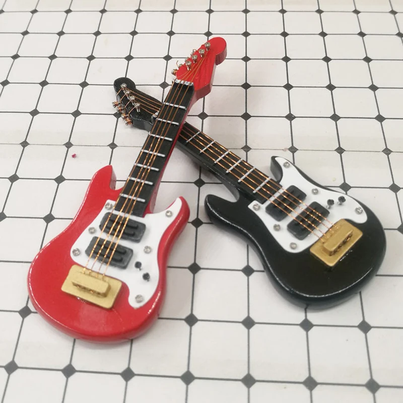Mini Instrument Model Ornaments Wooden Instrument Bass Mini Electric Guitar Model Decorations