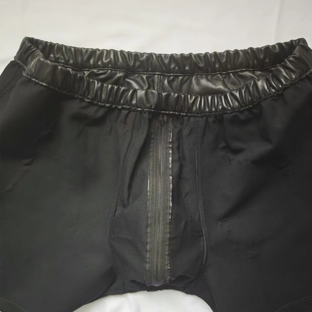 Men's Genuine Leather Elastic Waist Flat Angle Underwear Four Corner Underwear U-convex Design Youth Pantyhead