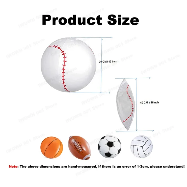 Inflatable Sports Balls Set Football Baseball Basketball Summer Beach Pool Party Toys for Kids Outdoor Water Play 6