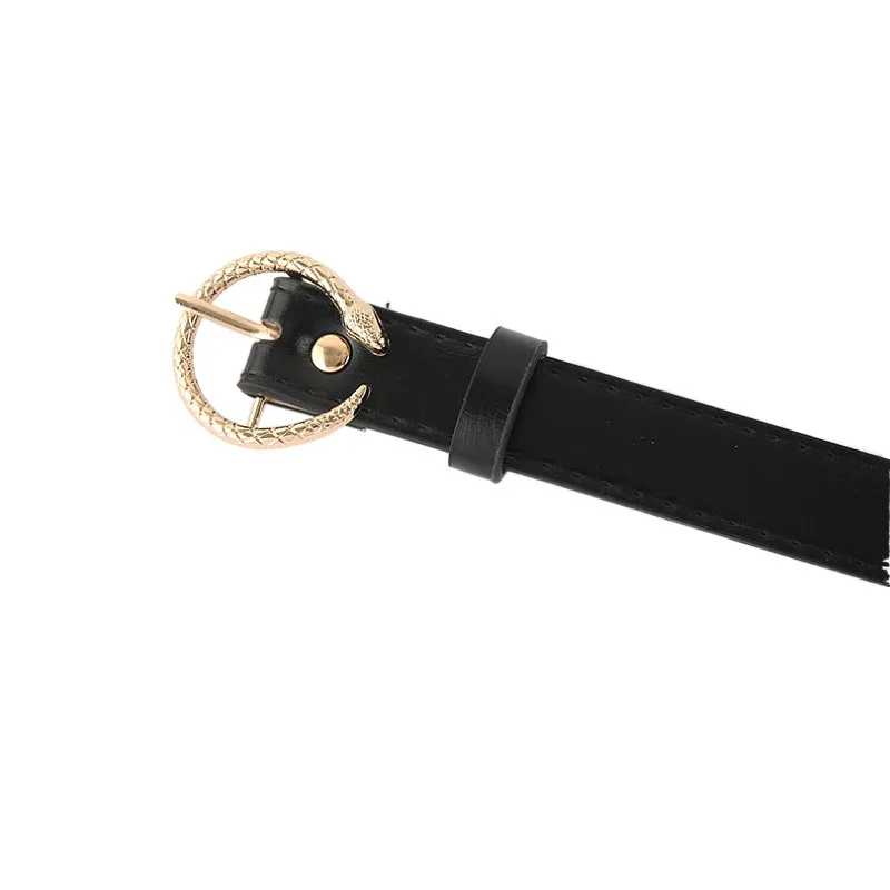 Hot Girl Waistband Western Cowboy Skinny Belt Women's Fashionable Round Buckle Leather Belt Korean Style Decorative Ceinture
