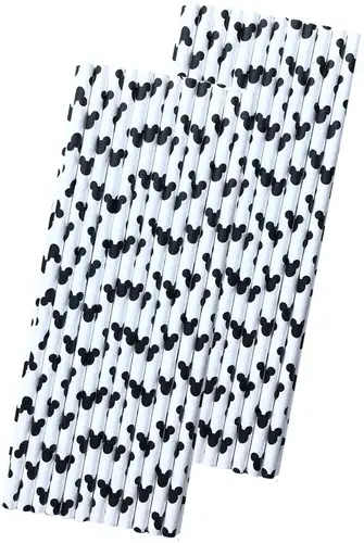 Mouse Ear Mouse Head Paper Straws Animal Straws Girls and Boys Party Paw Printing Dog Foot Print Red Bow Mouse Ear Mouse Head - Image 26