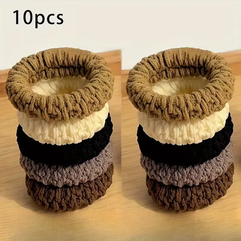 Versatile 10-Pack Seamless Braided Hair Ties - Fashionable Updos & Secure Ponytails in 5 Trendy Colors