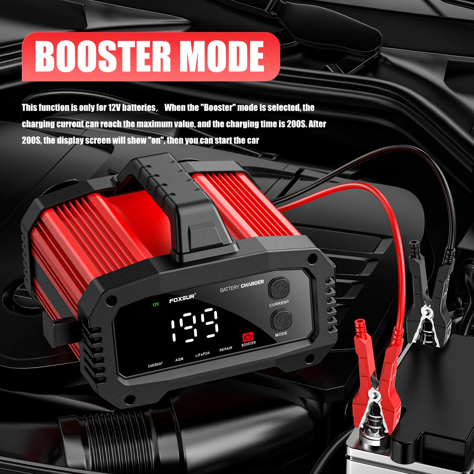 Tragbares 25A/15A Smart Car Battery Charger für 12V/24V Motorrad Blei Säure AGM GEL LiFePo4 Batterien Auto Booster Puls Reparatur – Detail 5