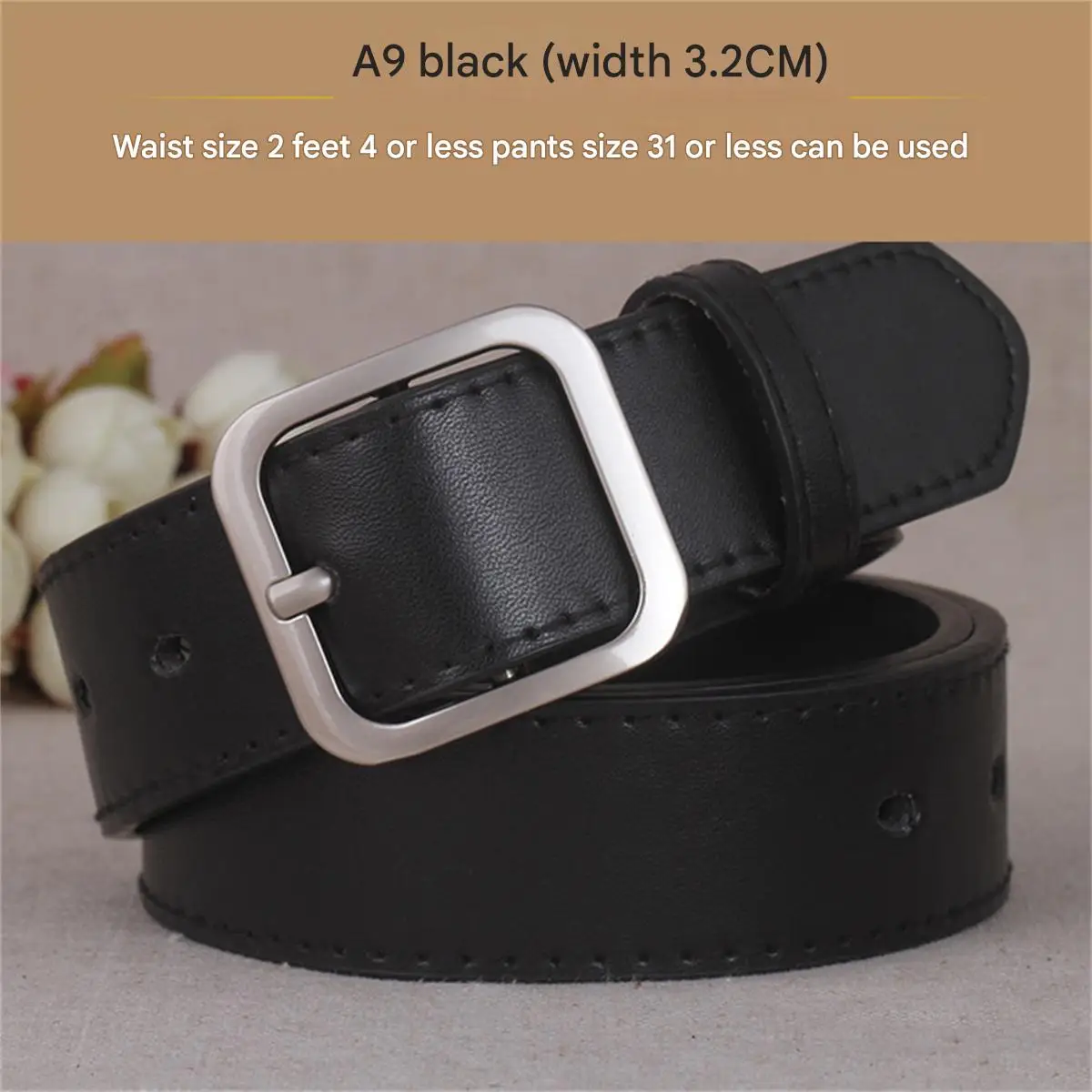 Asymmetric Belt Rivet Sewing Leather Wide Waist Seal main image 1