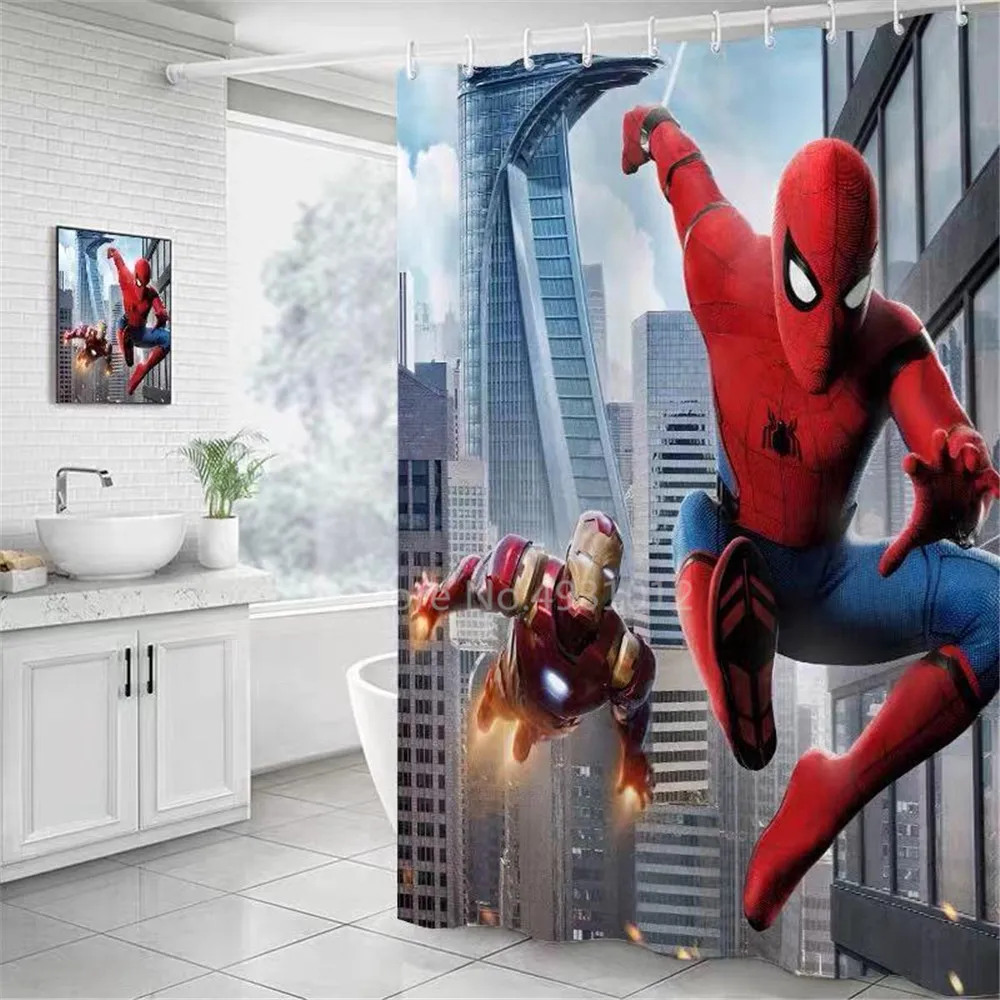 

2023 Disney Superhero Movie New Spiderman Baby Bath Curtain Waterproof Shower Curtains Boys Kids Screen for Bathroom Decoration