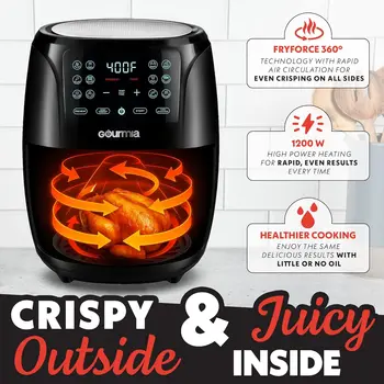 4 Qt Digital Air Fryer with 8 Presets, FryForce360° Technology, Dishwasher Safe Accessories, Compact Black Design 4