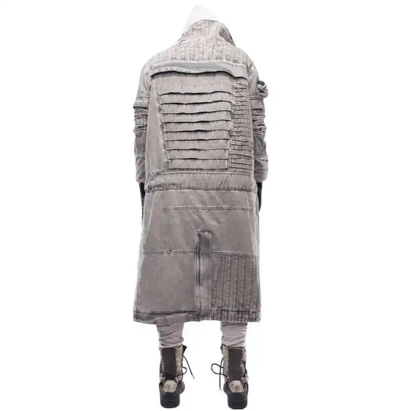 HKSH Waste Land Style Men's Tide Windbreaker Punk Dark Jackets Longline Irregular Patchwork Trench Wool Coat Winter Parka HK2618