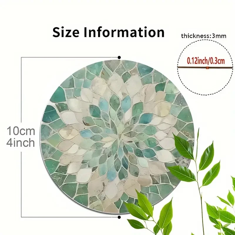 2D Retro Green Leaf Pattern Wooden Cup Mat Anti-Slip Coffee Hot Drink Coaster Home Decor Table Protection Pad 5
