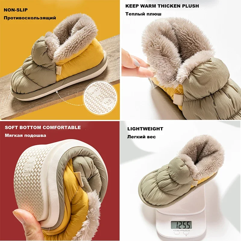 Rimocy 2025 Winter Warm Home Slippers Women Plush Waterproof Cotton Foot Slipper Female Indoor Outdoor Flat Couple Shoes Woman 6