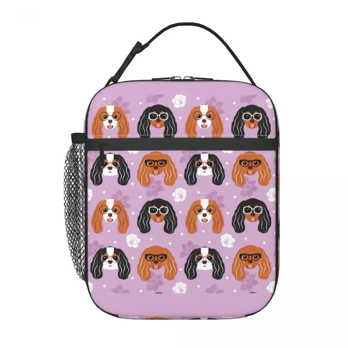 Cavalier King Charles Spaniel With Glasses Resuable Lunch Box Multifunction Dog Thermal Cooler Food Insulated Lunch Bag Kids