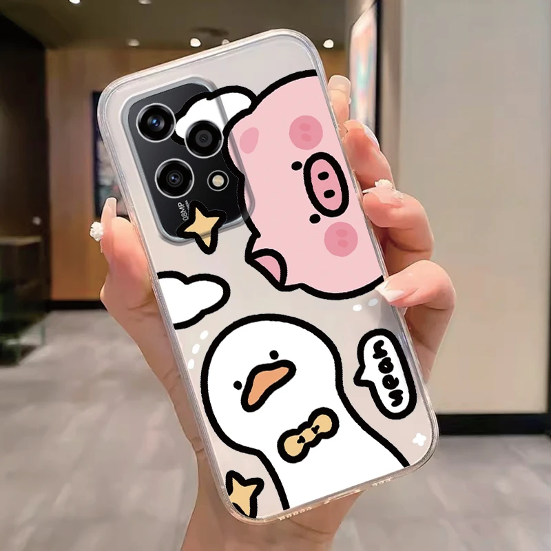Floral Fashion Clear Silicone Phone Cover - Cute Cat Couple Design