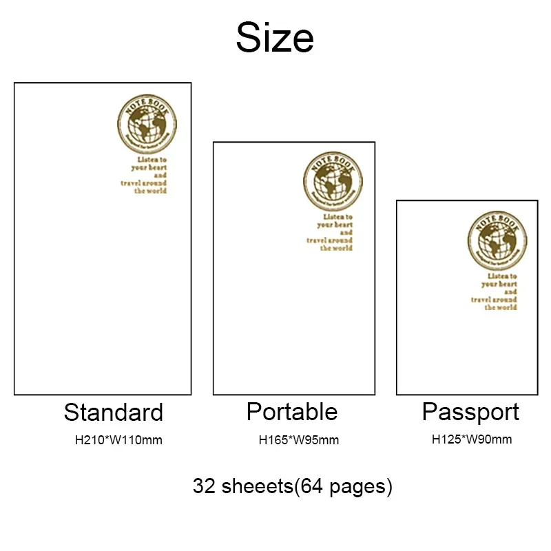 Retro Foil Gold Cover Travelers Notebook Refill Filler Paper for Midori Notebook and Journal Insert Refill Standard Passport 6